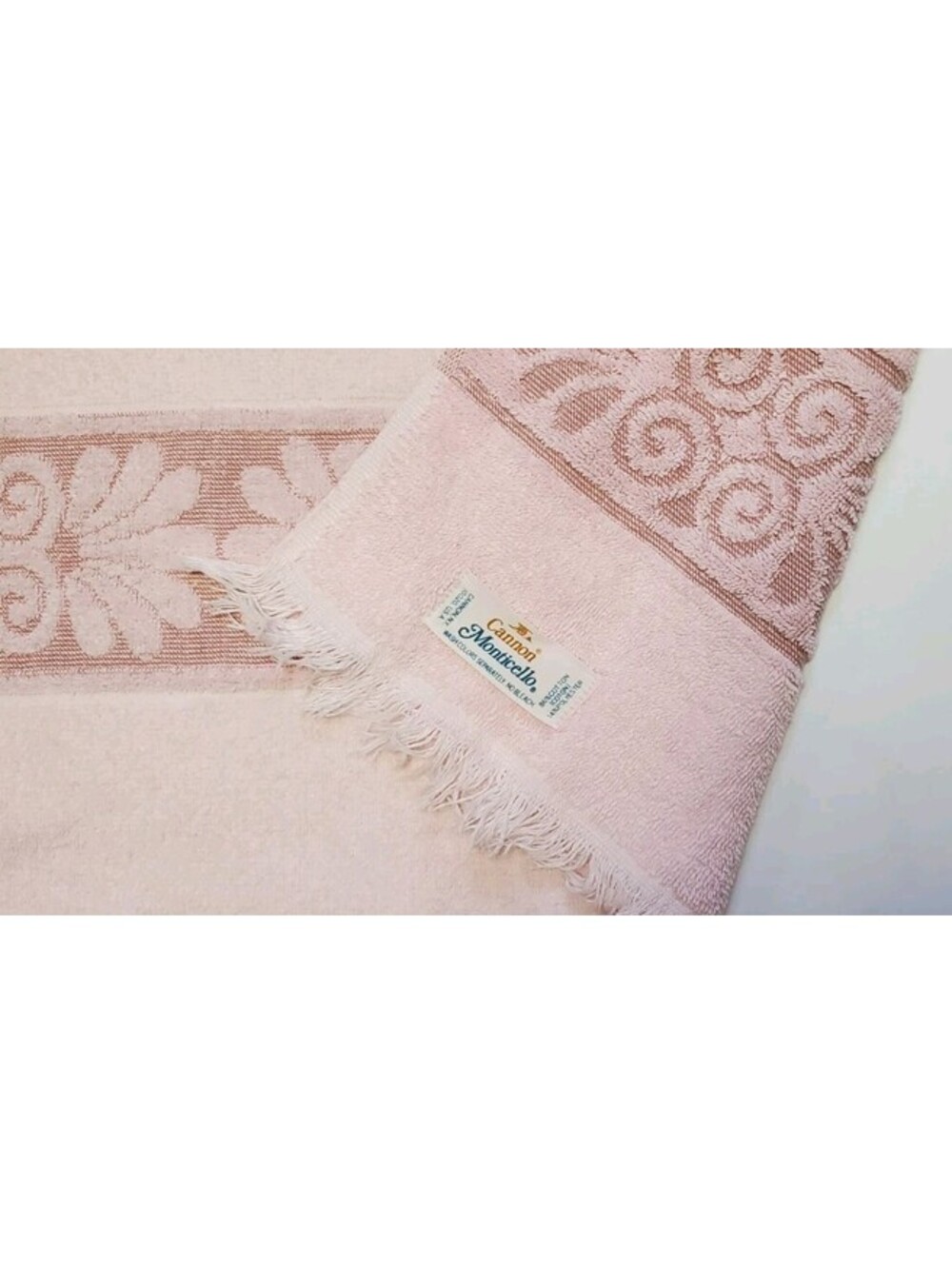 Vintage Cannon Monticello Sculpted Bath Towels Fringe Lot Of 3 USA Made - Picture 9 of 9